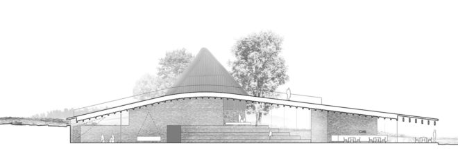 Kalø Castle Visitor Center by Arkitema Architects, Mols Bjerge National Park visitor center, Kalø Castle ruins new visitor center, Kalø Castle Visitor Center, hill-shaped architecture visitor center