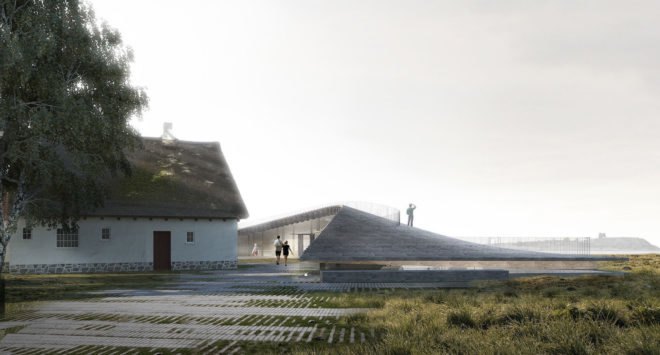 Kalø Castle Visitor Center by Arkitema Architects, Mols Bjerge National Park visitor center, Kalø Castle ruins new visitor center, Kalø Castle Visitor Center, hill-shaped architecture visitor center