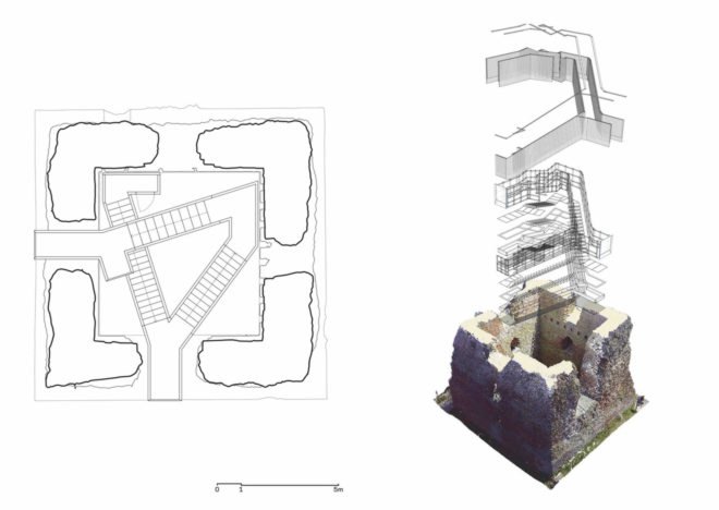 2017 European Mies van der Rohe Award, Kalø Slotsruin, Kalø Slotsruin visitor access, Kalø Slotsruin staircase, prefabricated staircase, restoring access to historical ruins, brick medieval ruins in Denmark, Kalø Slotsruin intervention by MAP Architects,
