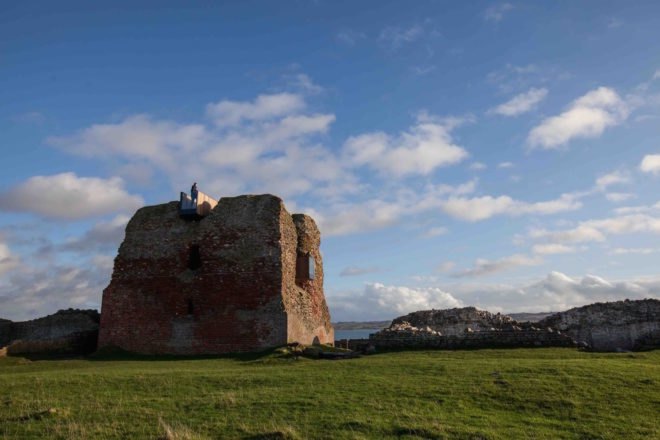 2017 European Mies van der Rohe Award, Kalø Slotsruin, Kalø Slotsruin visitor access, Kalø Slotsruin staircase, prefabricated staircase, restoring access to historical ruins, brick medieval ruins in Denmark, Kalø Slotsruin intervention by MAP Architects,