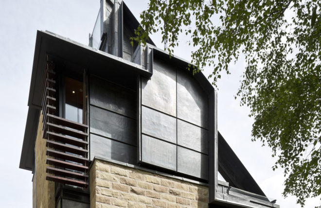 Murphy House, Richard Murphy Architects, solar power, Edinburgh, monopitch, solar panels, photovoltaic cells, rainwater harvesting, shutters, irrigation, grey water, grey water storage, green architecture