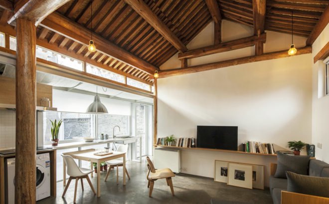 OEU-ChaO, tiny homes, tiny home renovation, bejing architecture, tiny home design, home renovation, small home movement, minimalist design, wooden roofs, sloped roof, compact spaces, space saving techniques, minimalist architecture, home renovation