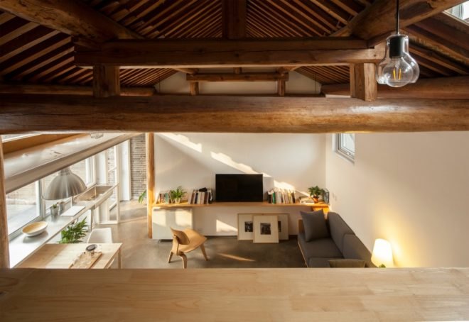 OEU-ChaO, tiny homes, tiny home renovation, bejing architecture, tiny home design, home renovation, small home movement, minimalist design, wooden roofs, sloped roof, compact spaces, space saving techniques, minimalist architecture, home renovation