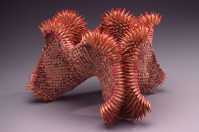 Pencil sculptures, colored pencil sculpture, Color Pencil Sculptures by Jennifer Maestre, Art Jennifer Maestre, turning pencils into beads