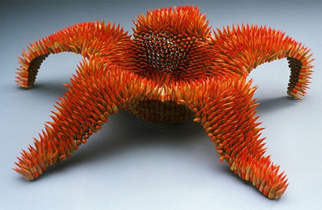Pencil sculptures, colored pencil sculpture, Color Pencil Sculptures by Jennifer Maestre, Art Jennifer Maestre, turning pencils into beads