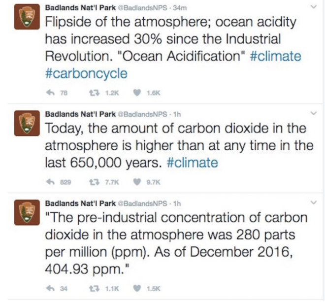 climate change, donald trump, social media blackout, badlands national park, tweets, twitter, epa, keystone xl