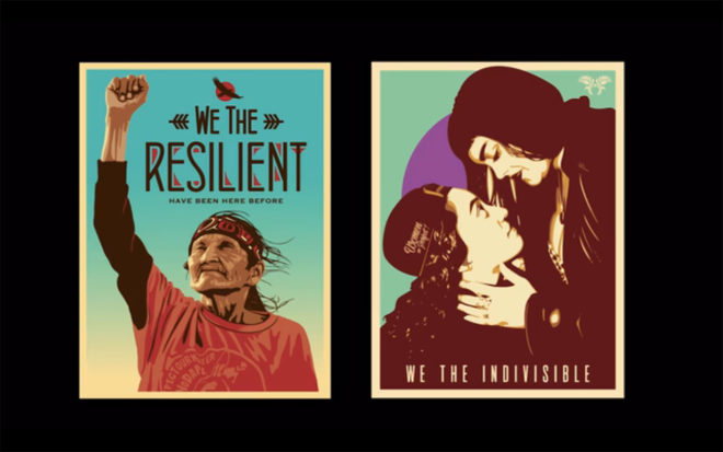 Shepard Fairey, Ernesto Yerena, Jessica Sabogal, We the People, Donald Trump, Donald Trump inauguration, resistance posters, from hope to nope, Amplifier Foundation, creative resistance, art for social change, protest art, protest design