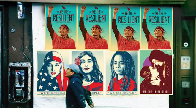 Shepard Fairey, Ernesto Yerena, Jessica Sabogal, We the People, Donald Trump, Donald Trump inauguration, resistance posters, from hope to nope, Amplifier Foundation, creative resistance, art for social change, protest art, protest design