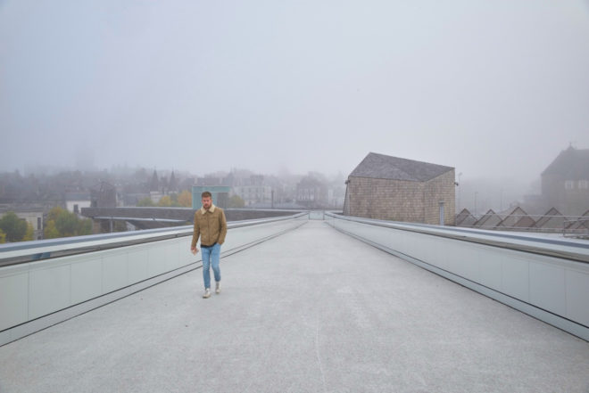 TETRARC Architectes, P.E.M Vitré, pedestrian footbridge, car park park, green car park, Multimodal Interchange project, Vitré bridge, bridge design, urban design, urban design, stepped garden design, green space, urban green space, timber footpaths,