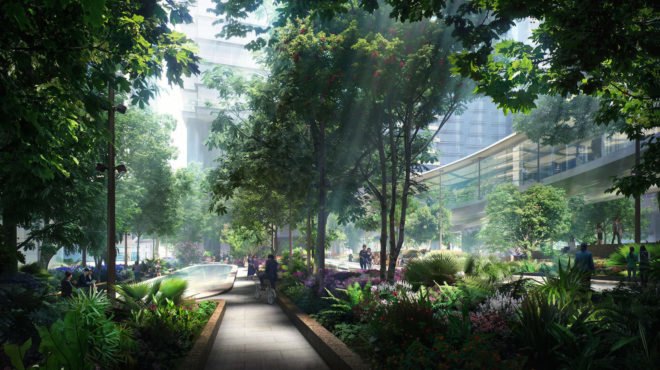 Taikoo Place by Gustafson Porter + Bowman, Taikoo Place in Hong Kong Taikoo Place park, LEED Platinum Taikoo Place, Hong Kong green space, Hong Kong park, Hong Kong native species, Hong Kong landscape architecture