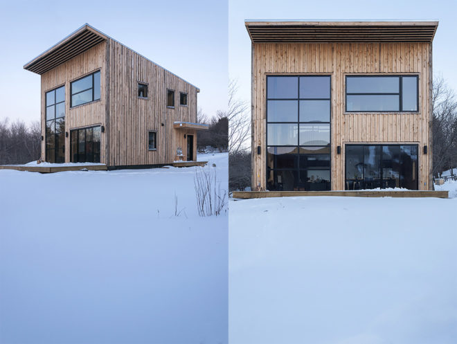 Wood Duck by Atelier l'Abri, Wood Duck self build project, Wood Duck in Bolton, Wood Duck architecture, self built cabin, cost effective cabin design, hemlock spruce cabin, hemlock spruce building material