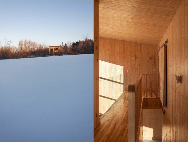 Wood Duck by Atelier l'Abri, Wood Duck self build project, Wood Duck in Bolton, Wood Duck architecture, self built cabin, cost effective cabin design, hemlock spruce cabin, hemlock spruce building material