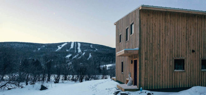 Wood Duck by Atelier l'Abri, Wood Duck self build project, Wood Duck in Bolton, Wood Duck architecture, self built cabin, cost effective cabin design, hemlock spruce cabin, hemlock spruce building material