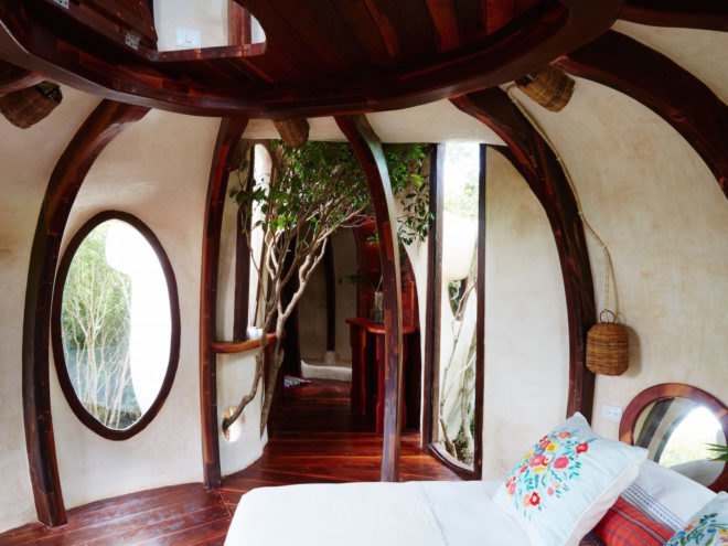 Treehouse at Papaya Playa Project, Papaya Playa Project ecofriendly architecture, ecofriendly resorts in Yucatan, treehouse built of recycled materials, Yucatan treehouse resort, Design Hotels treehouse