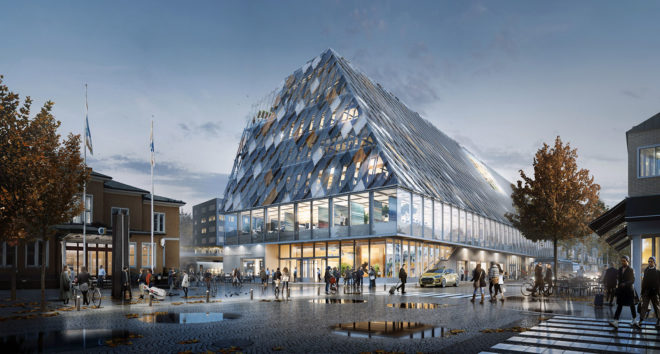 Växjö station and city hall, White Arkitekter, urban spaces, Sweden, wooden structure, city hall, green architecture, public spaces, low energy consumption, energy efficiency