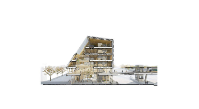 Växjö station and city hall, White Arkitekter, urban spaces, Sweden, wooden structure, city hall, green architecture, public spaces, low energy consumption, energy efficiency