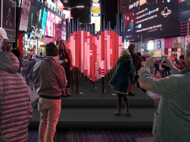 Times Square Arts, Office for Creative Research, NYC Parks, public art, art sculpture, Valentine's, New York art, Times Square Heart Sculpture, immigration, we were strangers too