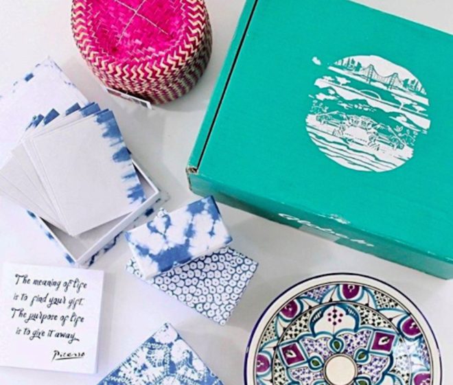 globe in, gift box, subscription box, artisan