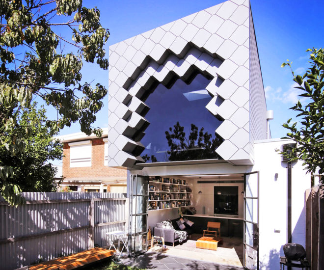 Hook Turn Architecture, Quarry House, Brunswick East Victorian House Reno, bluestone box, folded zinc panels, bluestone building material, locally-sourced building materials, historic home renovation, victorian home renovation, australian architecture, australian architects, melbourne home renovation, brick homes,