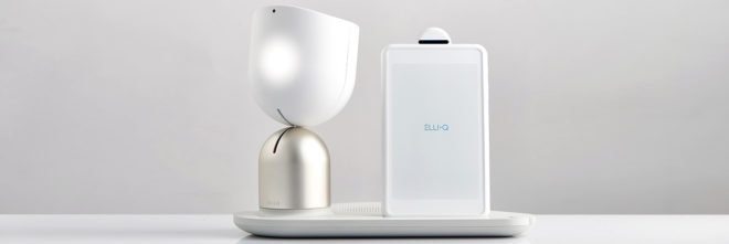 ElliQ, Intuition Robotics, Yves Behar, robot companion, house robot, seniors, senior citizens, assistive technology, London Design Museum, AI, artificial intelligence