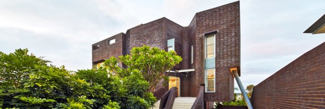 Iredale Pedersen Hook, bricked house, Applecross Residence, Perth, Australia, Swan River, filter excessive natural light, glazed bricks, geothermal energy, geothermal chimeney