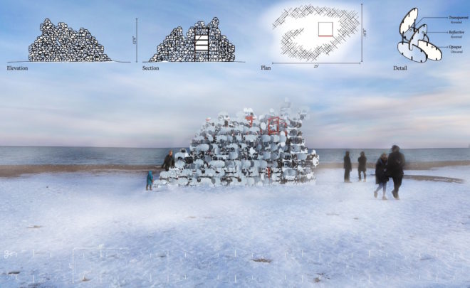 I See You Ashiyu by Asuka Kono and Rachel Salmela, North by studio PERCH, Collective Memory by Mario García and Andrea Govi, BuoyBuoyBuoy, The Beacon, Flotsam and Jetsam by University of Waterloo, Midwinter Fire, Illusory. Toronto Winter Stations winners, Winter Stations 2017