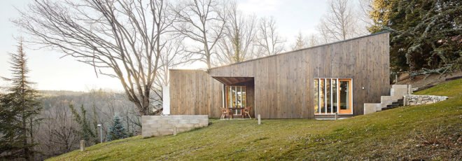 Font Rubi Cottage by Marc Mogas, Pyrenees architecture, Pyrenees prefab, prefabricated summer house, prefab pine home, minimal site impact prefab architecture, low-cost prefab home, Marc Mogas prefab architecture