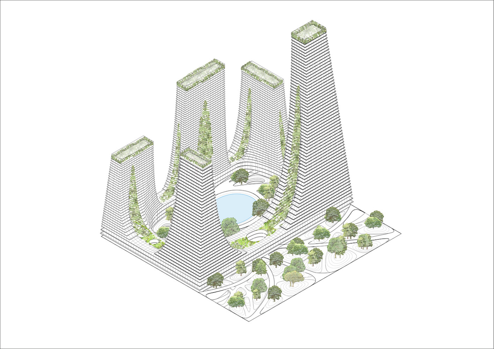 Cradle Towers by Tonkin Liu, Zhengzhou architecture, mountain inspired architecture, Songshan mountain inspired buildings, Cradle Towers in Zhengzhou, Cradle Towers in China