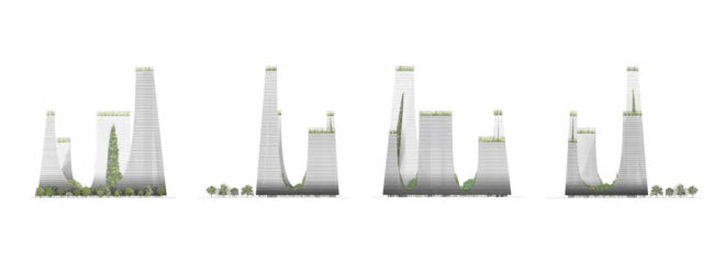 Cradle Towers by Tonkin Liu, Zhengzhou architecture, mountain inspired architecture, Songshan mountain inspired buildings, Cradle Towers in Zhengzhou, Cradle Towers in China