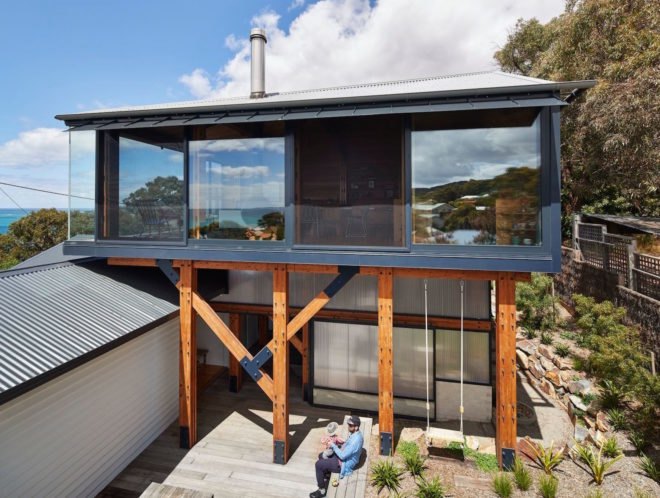 Dorman House by Austin Maynard Architects, beach shack renovation, Australian beach shack extension, Australian beach shack vernacular, Dorman House in Lorne, Lorne Australia architecture, eco-friendly beach shack