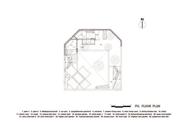 Flying House, IROJE KHM Architects, courtyard, South Korea, green roof, green architecture, concrete, affordable architecture, canopy