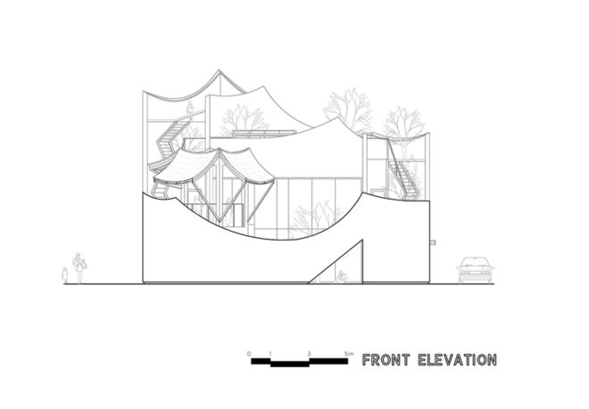Flying House, IROJE KHM Architects, courtyard, South Korea, green roof, green architecture, concrete, affordable architecture, canopy