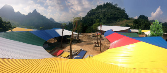 1+1>2 architects, Jungle Flower by 1+1>2, Lung Luong elementary school, Jungle Flower school, Jungle Flower school in Lung Luong, school design by 1+1>2, north Vietnam projects by 1+1>2, rammed earth school, bamboo school, Thai Nguyen Province school