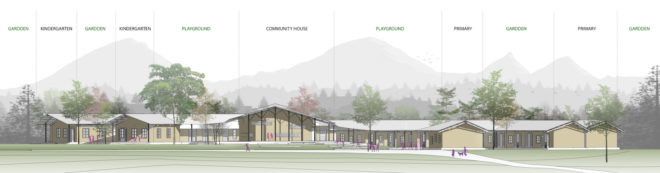 1+1>2 architects, Jungle Flower by 1+1>2, Lung Luong elementary school, Jungle Flower school, Jungle Flower school in Lung Luong, school design by 1+1>2, north Vietnam projects by 1+1>2, rammed earth school, bamboo school, Thai Nguyen Province school