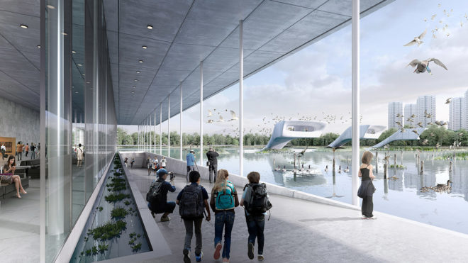 Migratory Bird Airport, Lingang Sanctuary, McGregor Coxall, bird sanctuary, airport bird sanctuary, eco architecture, animal architecture, conservation, bird sanctuary, East Asian-Australian Flyway, migratory Bird Airport, chinese bird migration, Tianjin, LINGANG Eco Park, bird parks, eco parks, animal protection,