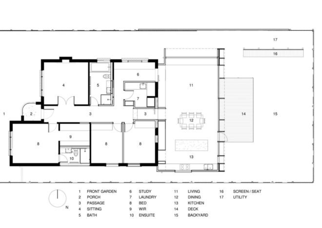 Lean to House by Warc Studio, lean to house extension design, contemporary lean to extension, sustainable lean to extension, Oakleigh lean to extension, timber fins for solar shades,