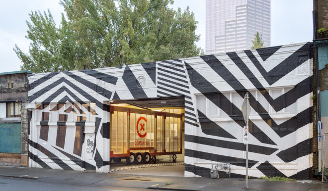 LOS OSOS, Coroflot, Mobile Work Unit (MWU), flexible spaces, mobile workspace, trailer, Los Angeles, modular furniture, green architecture, green design, flexible office space, natural light, post and beam, locally sourced wood, polycarbonate panels