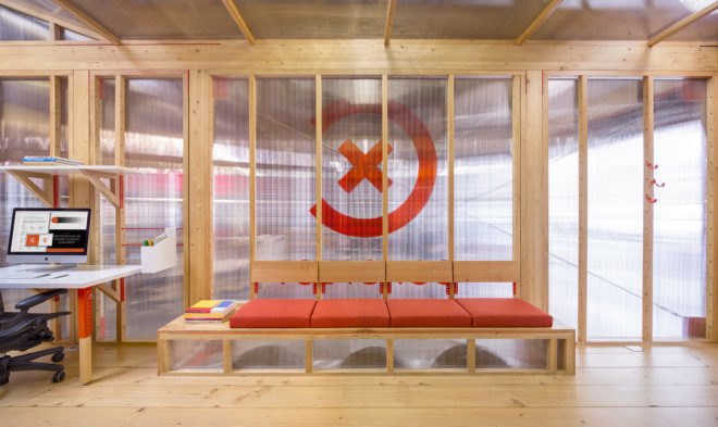LOS OSOS, Coroflot, Mobile Work Unit (MWU), flexible spaces, mobile workspace, trailer, Los Angeles, modular furniture, green architecture, green design, flexible office space, natural light, post and beam, locally sourced wood, polycarbonate panels