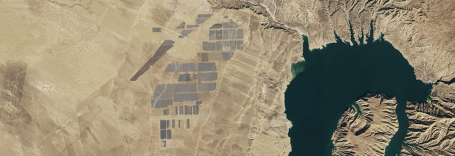 NASA, NASA Earth Observatory, China, Longyangxia Dam Solar Park, Longyangxia, solar park, solar farm, solar, solar panel, solar panels, solar power, solar energy, energy, renewable energy, satellite, satellite image, satellite images, satellite imagery