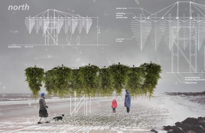 I See You Ashiyu by Asuka Kono and Rachel Salmela, North by studio PERCH, Collective Memory by Mario García and Andrea Govi, BuoyBuoyBuoy, The Beacon, Flotsam and Jetsam by University of Waterloo, Midwinter Fire, Illusory. Toronto Winter Stations winners, Winter Stations 2017