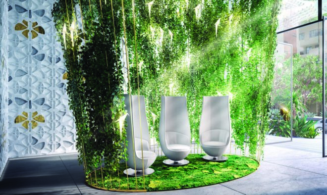 Arquitectónica, Marcel Wanders, Uribe & Schwarzkopf, green tower, Quito, Ecuador, Oh Residences, interior design, green architecture, patterns