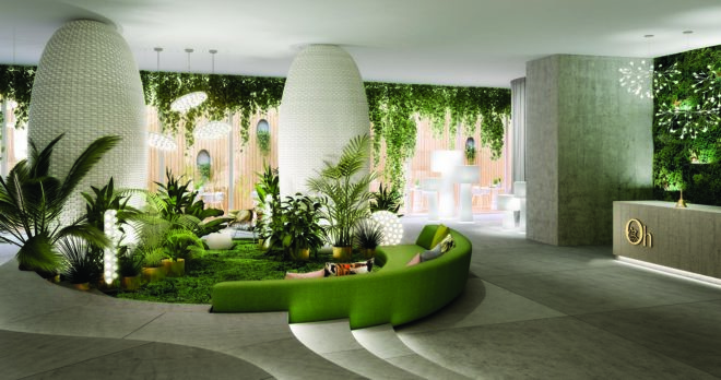 Arquitectónica, Marcel Wanders, Uribe & Schwarzkopf, green tower, Quito, Ecuador, Oh Residences, interior design, green architecture, patterns