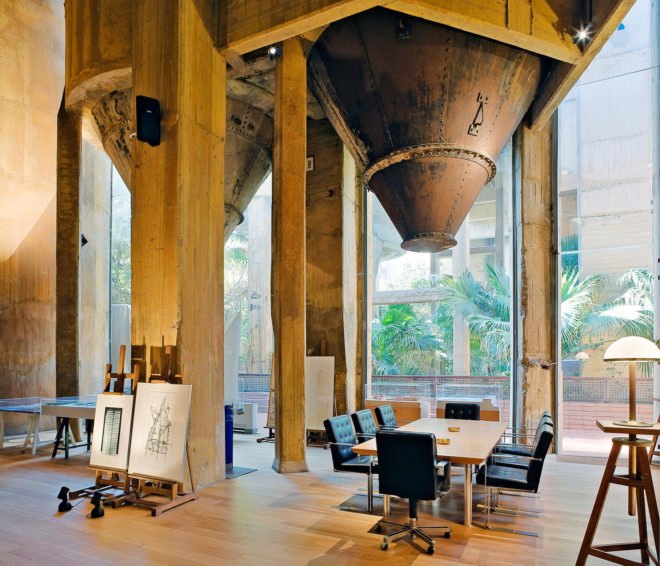 Cement Factory home, Cement Factory turned into a home, adaptive reuse factory, Ricardo Bofill house, Ricardo Bofill renovated cement factory, renovated factories into housing, Ricardo Bofill La Fabrica