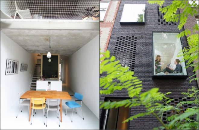 SkinnyScar house, Gwendolyn Huisman, Marijn Boterman, narrow home design, tiny home, skinny home, brick homes, tiny home design, skinny homes, Skinny house, skinny home design, narrow homes, solar power, rooftop garden,