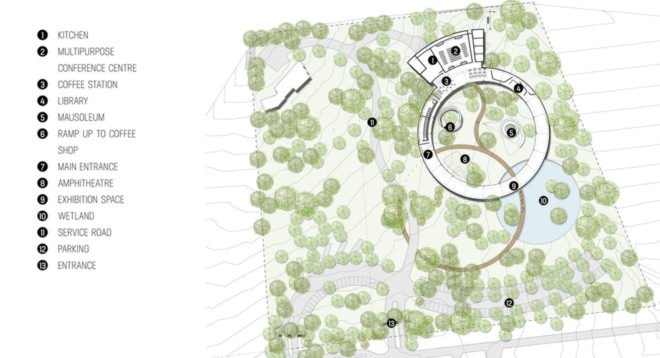 Wangari Maathai memorial, Boogertman + Partners, floating architecture, memorial, Kenya, green architecture, courtyard, timber, amphitheater, human rights, environmental activism