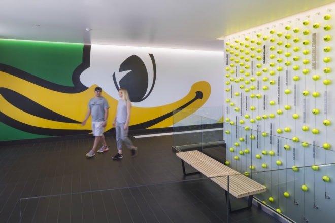 Jane Sanders Stadium at University of Oregon, LEED Gold stadium design, University of Oregon softball stadium, Jane Sanders Stadium by SRG Partnership, University of Oregon stadium by SRG Partnership, Oregon Model for Sustainable Development, energy efficient stadium design,