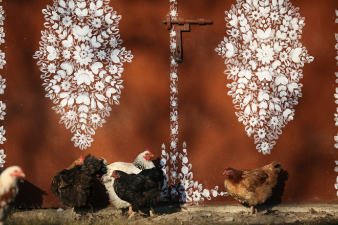 zalipie village, polish village, painted village, painted buildings, polish paintings, post-wwii art, polish artwork