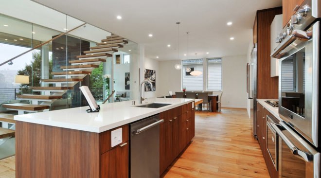 Acacia Avenue House, BONE Structure, green technology, building technology, net-zero house, Oakland, open plan layout, natural light, floor-to-ceiling windows