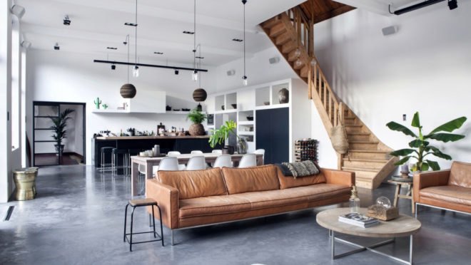 Atelier Space, adaptive reuse, converted nursery, the Netherlands, solar power, solar panels, green residence, skylights, radiant flooring, insulation, heat pump, high ceilings, green interior