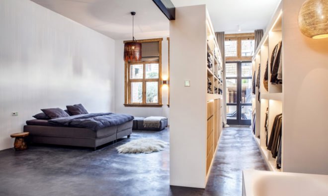 Atelier Space, adaptive reuse, converted nursery, the Netherlands, solar power, solar panels, green residence, skylights, radiant flooring, insulation, heat pump, high ceilings, green interior